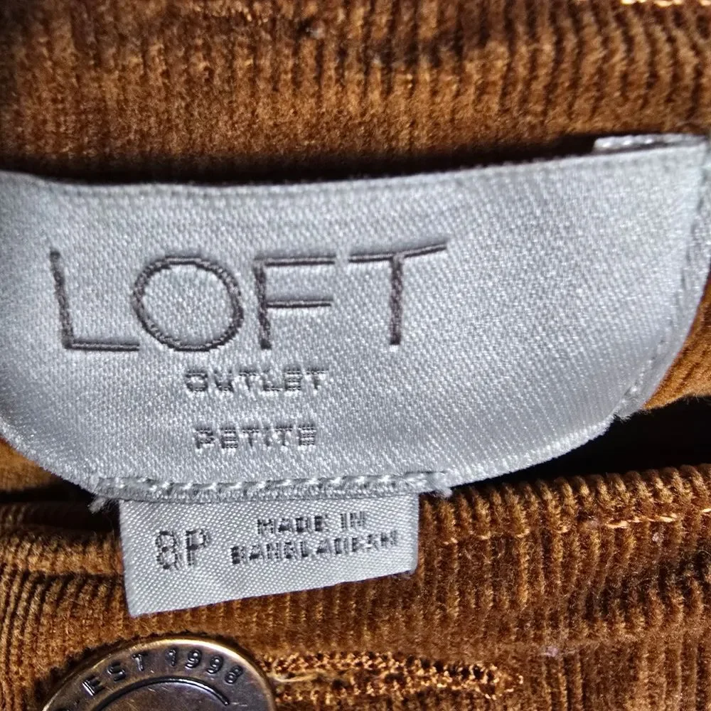 LOFT Brown Corduroy lJeans Size 8p